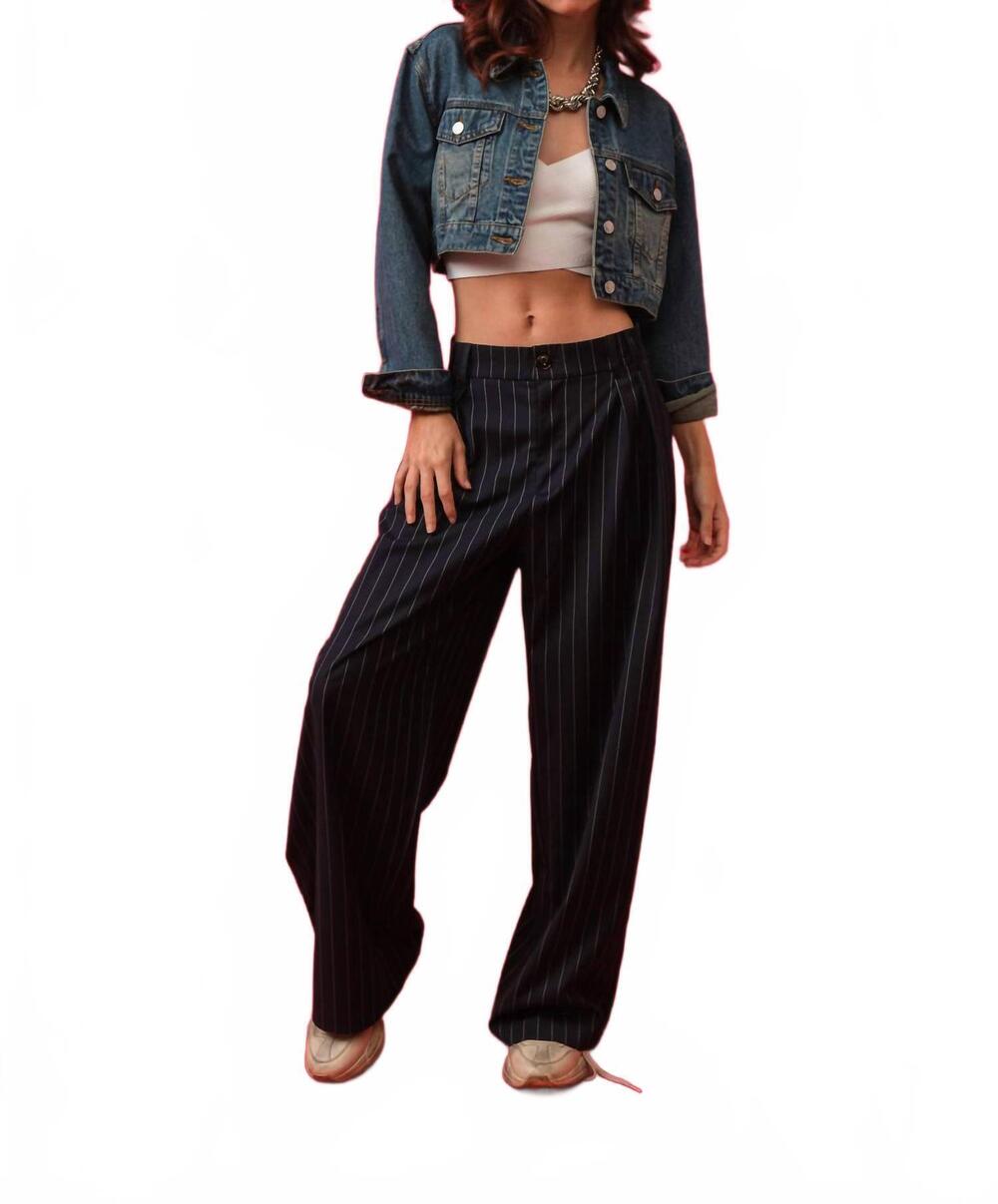 NEW SIGNATURE8 long sleeve crop top jacket in dark denim
